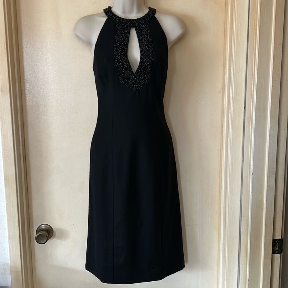 Susana Monaco black wool beaded sheath dress size 4
